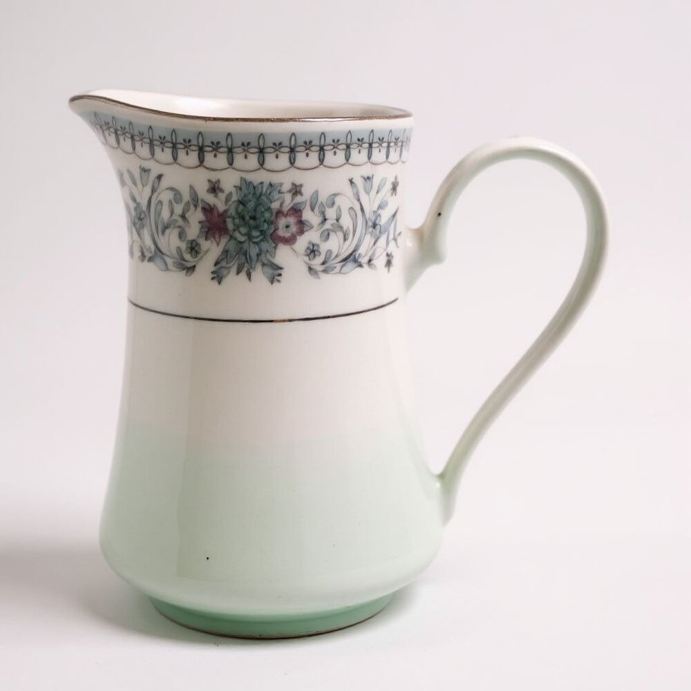Crown Ming Fine China Floral Creamer Pitcher White & Pastel Design